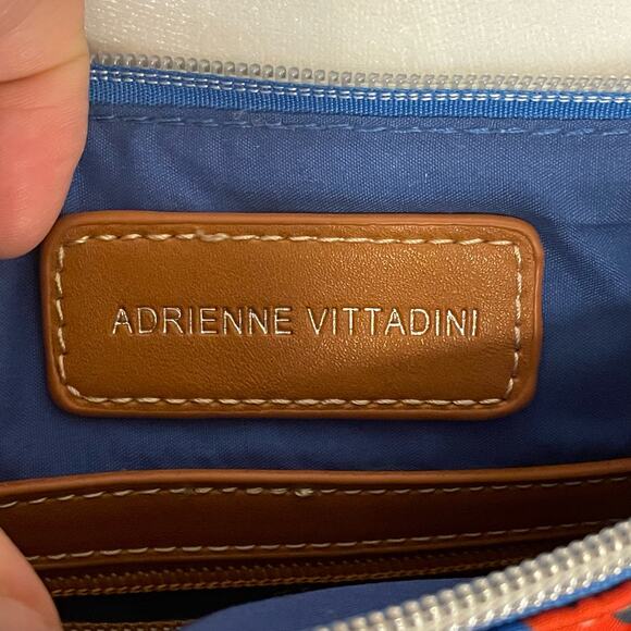 SALE!! Adrienne Vittadini crossbody bag geometric leather trim red white blue - Picture 6 of 10
